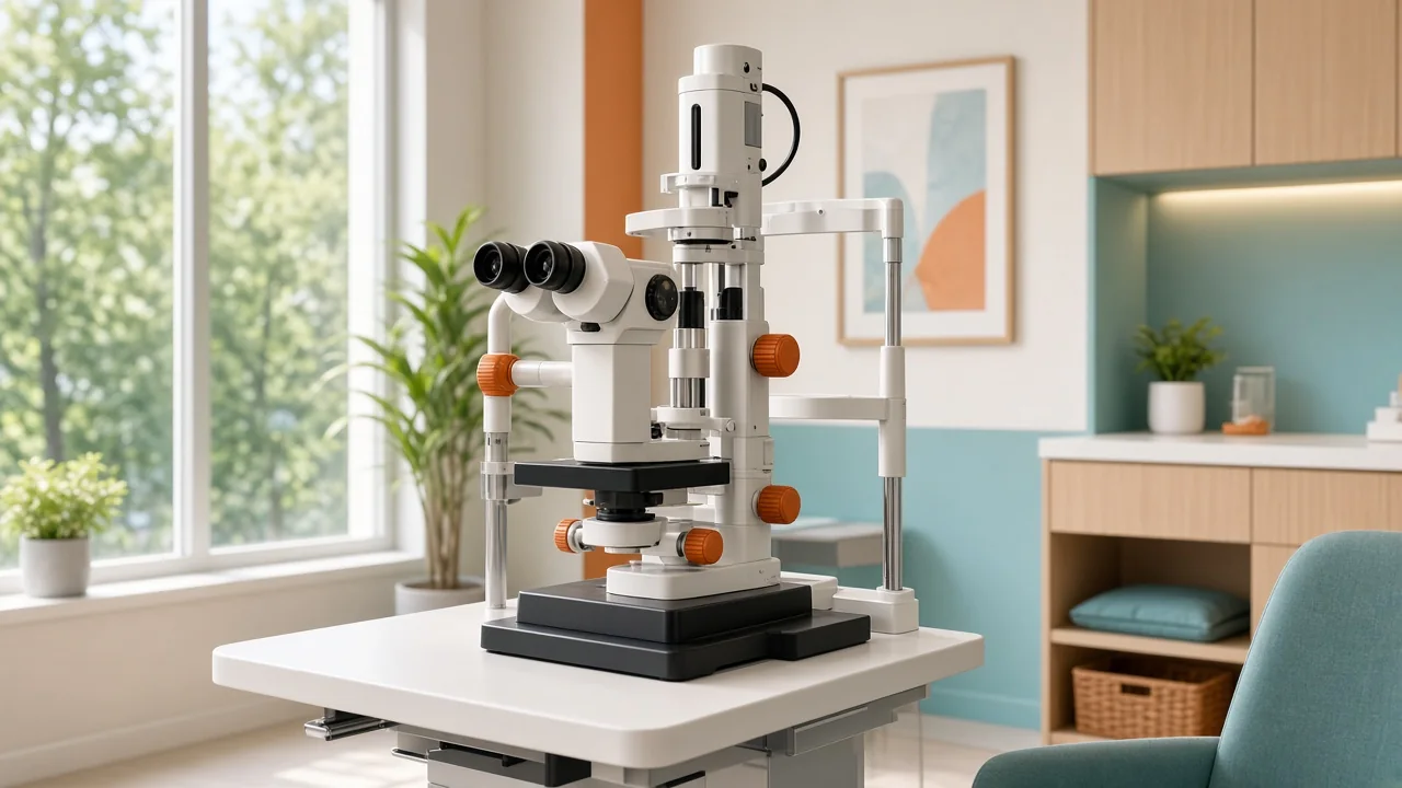 Modern slit lamp equipment used for ophthalmology examinations